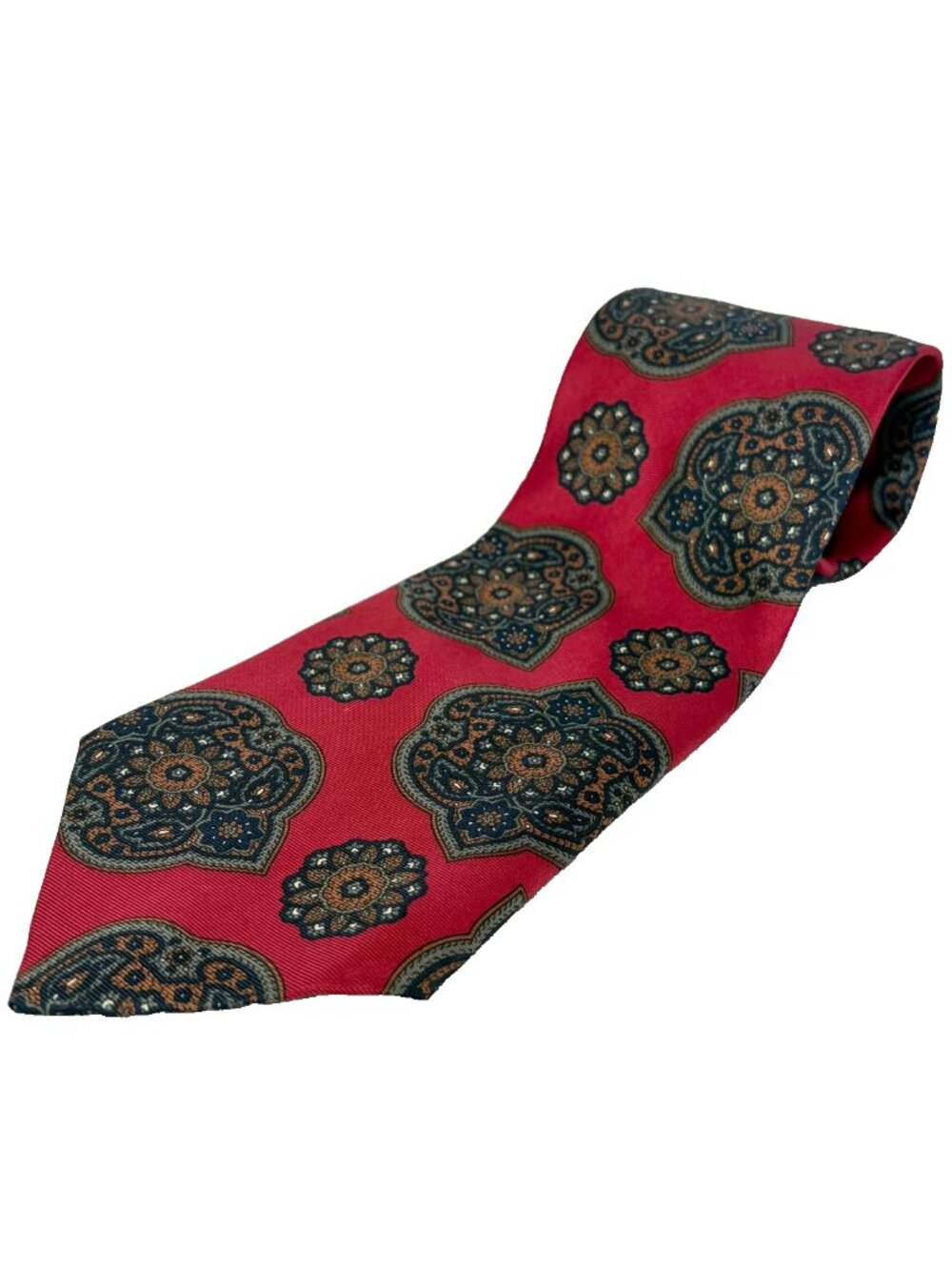 London Fog Silk Tie Red Paisley Hydrofuge Vintage 1970s 1980s Made in USA